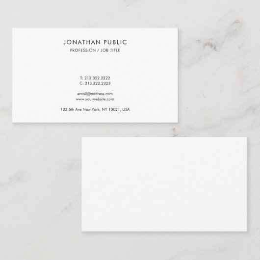 Carte De Visite Facile à rendre moderne simple élégant Modèle (Devant / Derrière)