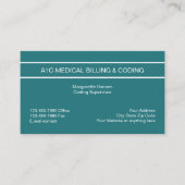 Carte De Visite Facturation Et Codage Médicales Modernes (Devant)