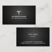 Carte De Visite Facturation Médicale en métal noir professionnel (Devant / Derrière)