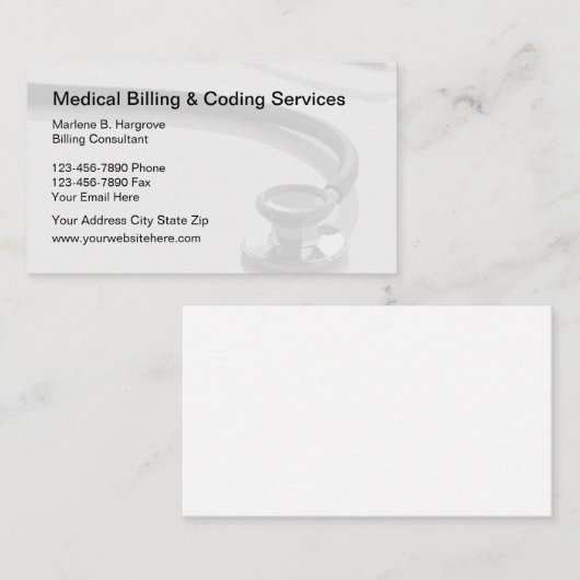 Carte De Visite Facturation Médicale et codage (Devant / Derrière)