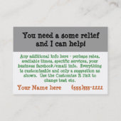 Carte De Visite Faire le ménage. Nettoyage de Chambre. (Dos)