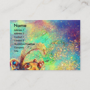 Carte De Visite FAIRY IN NIGHT / MAGIC BUTTERFLY PLANTE turquoise