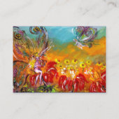 Carte De Visite FAIRY OF RED FLOWERS Magique Papillon Plante Jaune (Dos)