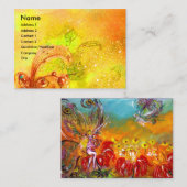 Carte De Visite FAIRY OF RED FLOWERS Magique Papillon Plante Jaune (Devant / Derrière)