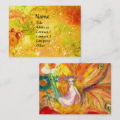 Carte De Visite FAIRY OF THE FLOWERS /Red Yellow Gold Sparkles (Devant / Derrière)