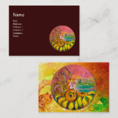 Carte De Visite FAIRY OF THE SUNFLOWERS jaune rose brun (Devant / Derrière)