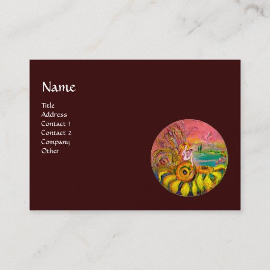 Carte De Visite FAIRY OF THE SUNFLOWERS jaune rose brun (Devant)