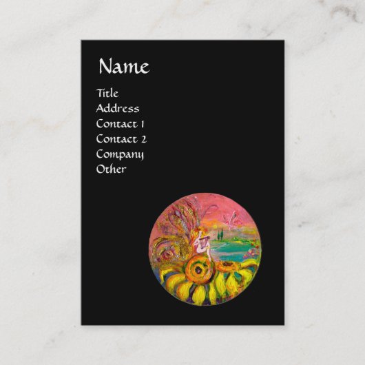 Carte De Visite FAIRY OF THE SUNFLOWERS jaune rose noir (Devant)