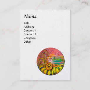 Carte De Visite FAIRY OF THE SUNFLOWERS jaune rose perle blanche