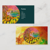 Carte De Visite FAIRY OF THE SUNFLOWERS jaune rose vert (Devant / Derrière)