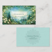 Carte De Visite Fairytale Castle and Lush Rose Floral Valley (Devant / Derrière)