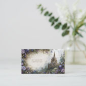 Carte De Visite Fairytale Castle Purple Blue Floral Mountain (Debout devant)