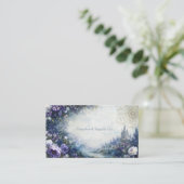 Carte De Visite Fairytale Castle Purple Floral Gold Compass (Debout devant)