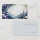 Carte De Visite Fairytale Castle Purple Floral Gold Compass (Devant / Derrière)