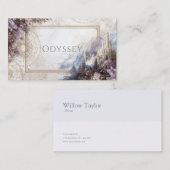 Carte De Visite Fairytale Castle Purple Floral Gold Compass (Devant / Derrière)