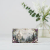 Carte De Visite Fairytale Castle Purple Floral Mountain Forest (Debout devant)