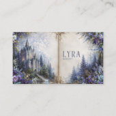 Carte De Visite Fairytale Castle Purple Floral Open Storybook (Devant)