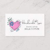 Carte De Visite Fait à la main avec amour mignon Coeur de pays bla (Devant)