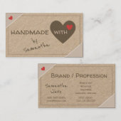 Carte De Visite Fait À La Main Avec Coeurs D'Amour Plutôt Rustique (Devant / Derrière)