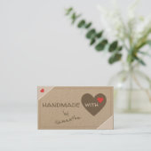 Carte De Visite Fait À La Main Avec Coeurs D'Amour Plutôt Rustique (Debout devant)