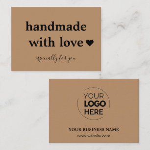 Carte De Visite Fait main avec amour Logo personnalisé Brown