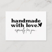 Carte De Visite Fait main avec amour | Logo personnalisé noir et b (Devant)