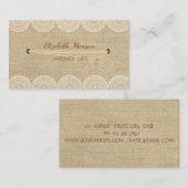 Carte De Visite Fait main Simple Rustique ,Dentelle (Devant / Derrière)