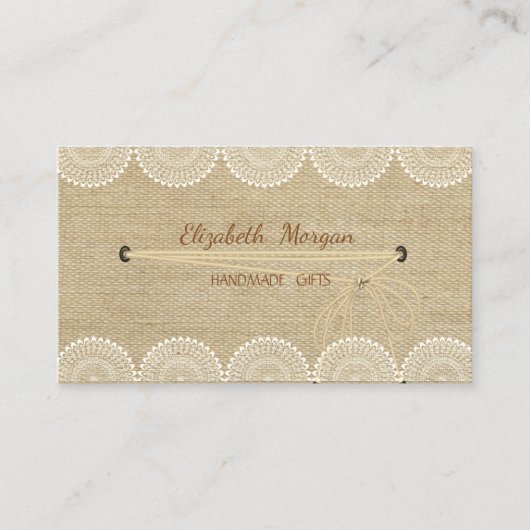 Carte De Visite Fait main Simple Rustique ,Dentelle (Devant)