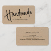 Carte De Visite Fait main| Texture Kraft simple  (Devant / Derrière)