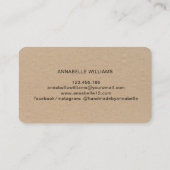 Carte De Visite Fait main| Texture Kraft simple  (Dos)