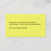 Carte de visite FAIT SUR COMMANDE de COULEUR de (Dos)