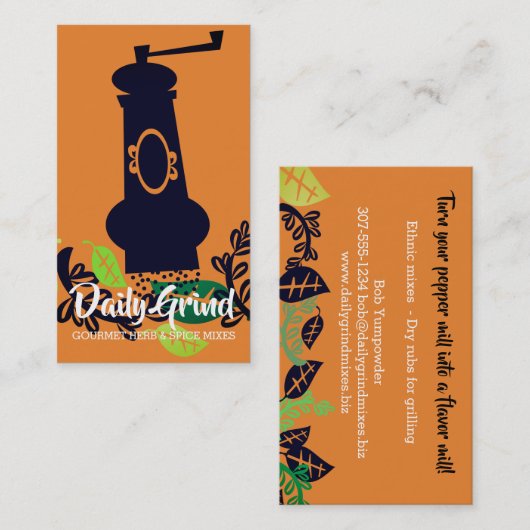 Carte de visite fait sur commande d'épice d'herbe (Devant / Derrière)