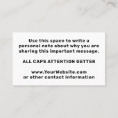 Carte De Visite Faites repenser la pensée américaine mains off mou (Dos)