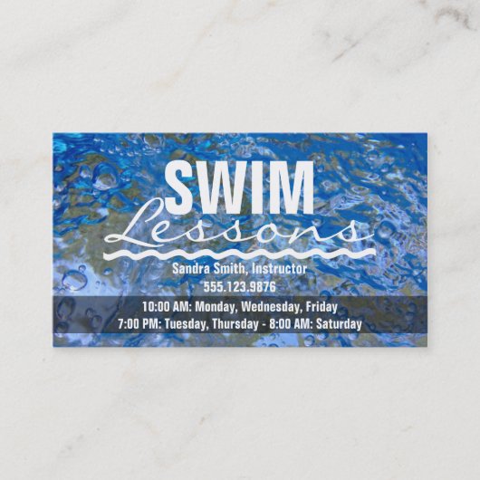 Carte De Visite Faites une eau bleue de scintillement (Devant)