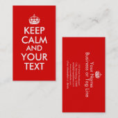 Carte De Visite Faites vos propres garder l'énonciation calme pour (Devant / Derrière)