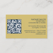 Carte De Visite Falcons et Roses QR Code Chic moderne Notaire publ (Dos)