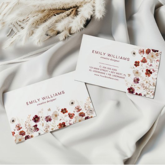 Carte De Visite Fall Wildflowers Floral Business Card