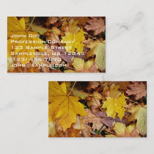 Carte De Visite Fallen Maple Feuille Jaune Automne Nature (Devant / Derrière)
