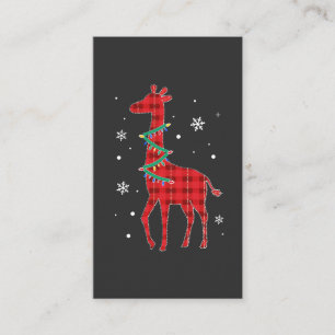 Carte De Visite Famille assortie à carreaux de buffle Girafe Noël