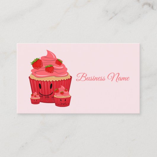 Carte De Visite Famille Cupcake aux fraises (Devant)