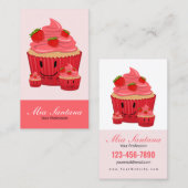 Carte De Visite Famille Cupcake aux fraises (Devant / Derrière)