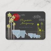 Carte De Visite Famille D'Éléphants Whimsical Dans La Forêt Et Le (Devant)