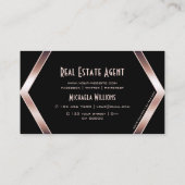 Carte De Visite Fancy Black Geométrique avec Rose Cool Gold et Log (Dos)