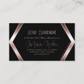 Carte De Visite Fancy Black Geometry Shimmery Rose Gold Classy (Dos)