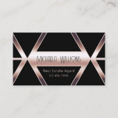 Carte De Visite Fancy Black Geometry Shimmery Rose Gold Classy (Devant)