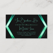 Carte De Visite Fancy Black Shimmery Turquoise Motif avec Monogram (Dos)