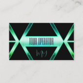 Carte De Visite Fancy Black Shimmery Turquoise Motif avec Monogram (Devant)