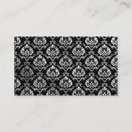 Carte De Visite Fancy Black Silver Damask (Dos)