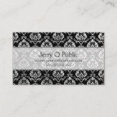 Carte De Visite Fancy Black Silver Damask (Devant)