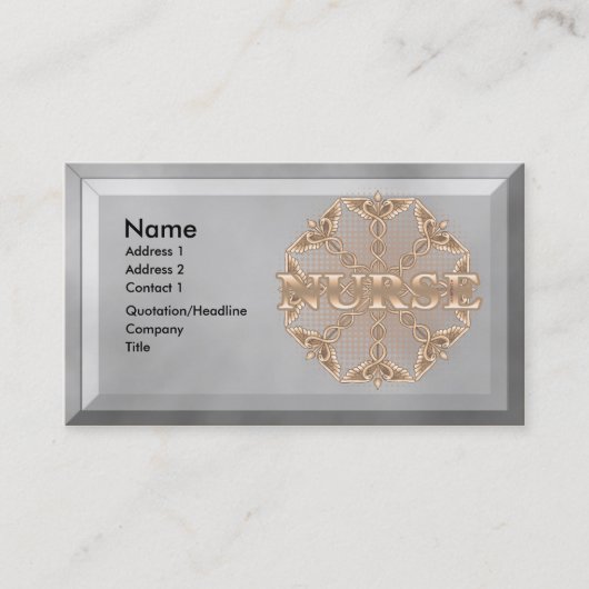 Carte De Visite Fancy Cuivre Caduceus RN Nurse (Devant)